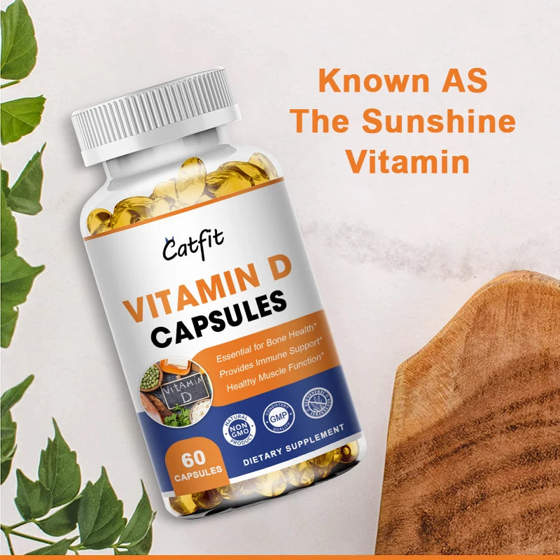 Catfit Vitamin D Capsules - Promotes Energy and Calcium Absorption - Bone, Teeth and Whole Health
