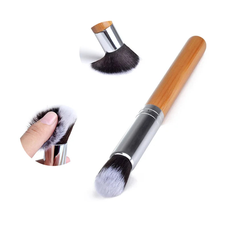 11 Pcs Bamboo Handle Makeup Brushes Set