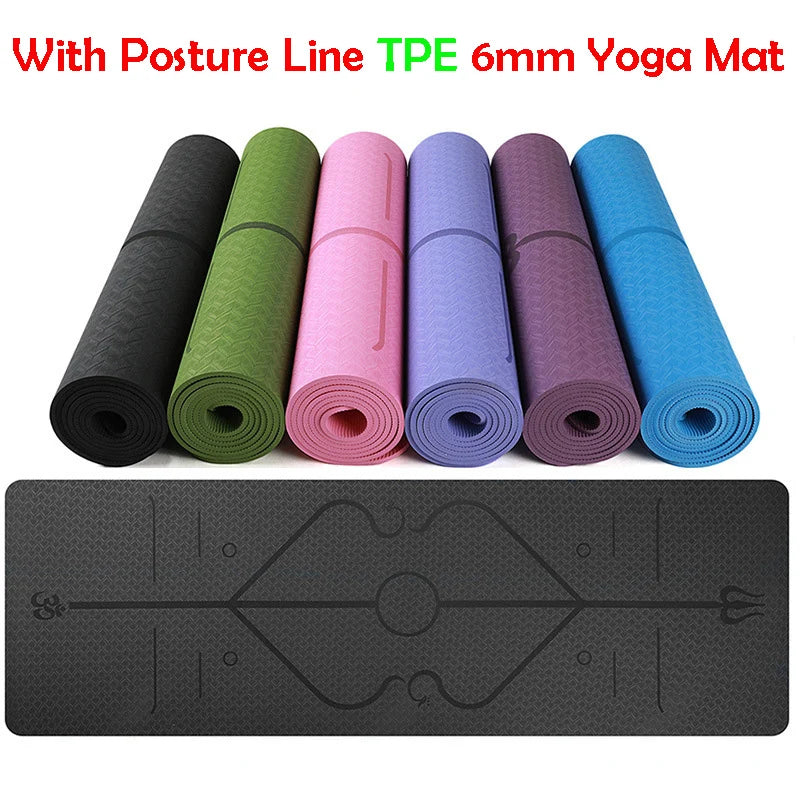 Eco-Friendly 6mm TPE Yoga & Pilates Mat with Posture Line