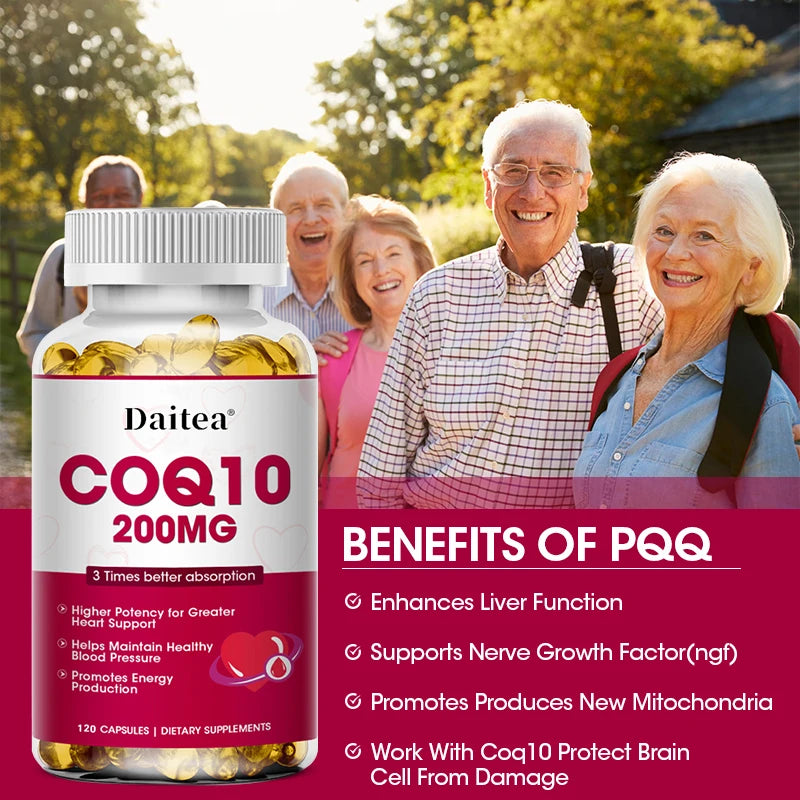 Daitea CoQ10 - Promotes Heart Health, Lowers Blood Sugar, Provides Energy, 200mg