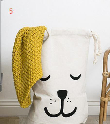 INS Large Baby Toys Storage Bags Canvas Bear Batman Laundry Hanging Drawstring Bag Household Pouch Bag Home Storage Organization