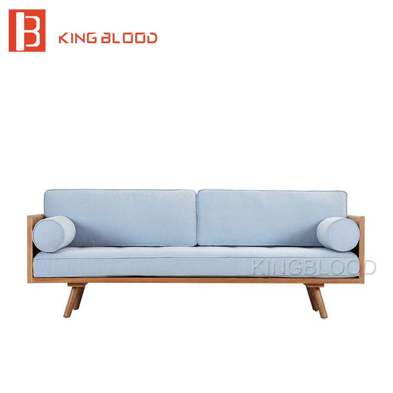 low price modern nordic fabric home lobby wooden sofa set design for space saving apartment Japan style