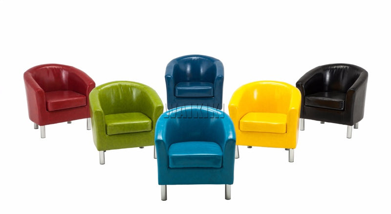 HOT SALE Faux Leather Armchair Glossy PU Tub-chair Modern Single Sofa Club Hotel Chair Living Room Chair Made in China