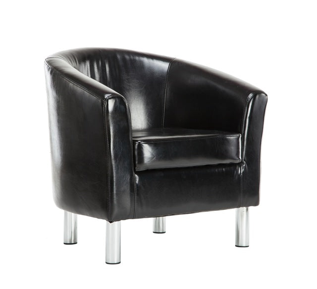 HOT SALE Faux Leather Armchair Glossy PU Tub-chair Modern Single Sofa Club Hotel Chair Living Room Chair Made in China