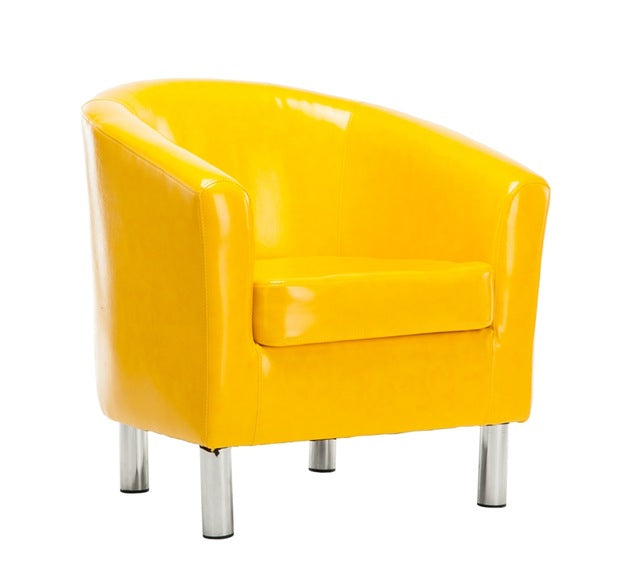HOT SALE Faux Leather Armchair Glossy PU Tub-chair Modern Single Sofa Club Hotel Chair Living Room Chair Made in China