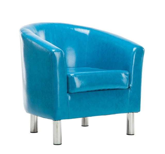 HOT SALE Faux Leather Armchair Glossy PU Tub-chair Modern Single Sofa Club Hotel Chair Living Room Chair Made in China