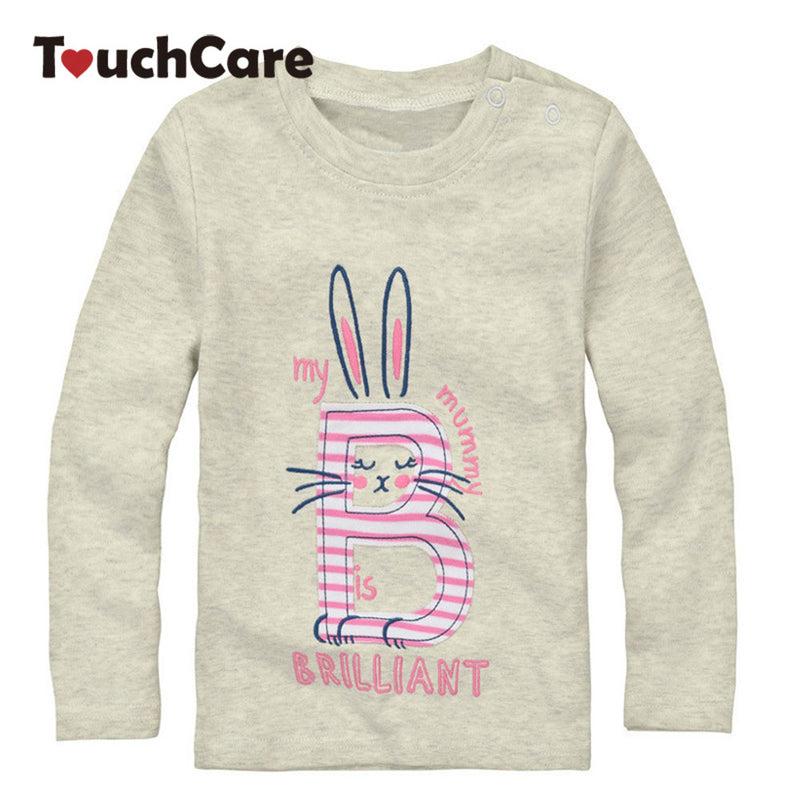 Clearance Winter High Quality Baby Girl Long Sleeve Organic Cotton T shirts Children T-shirt Kids Infant Clothing Cute Rabbit