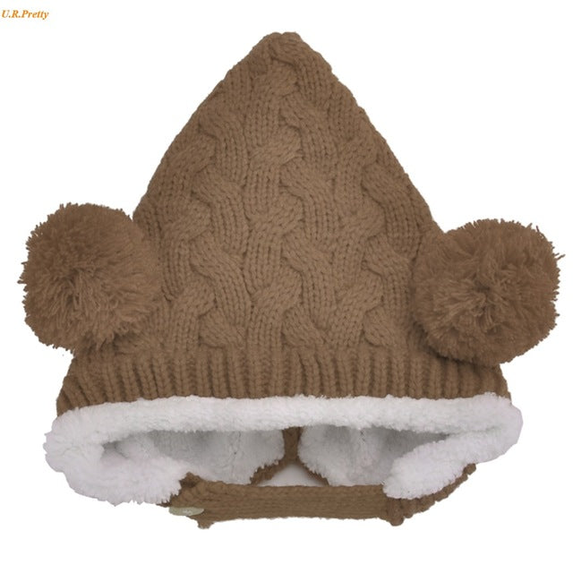 Pom Pom Winter Knit Cap for Toddlers