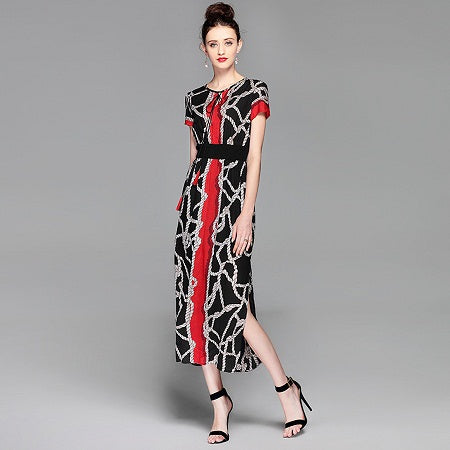 Women's Fashion Rope Print Dress