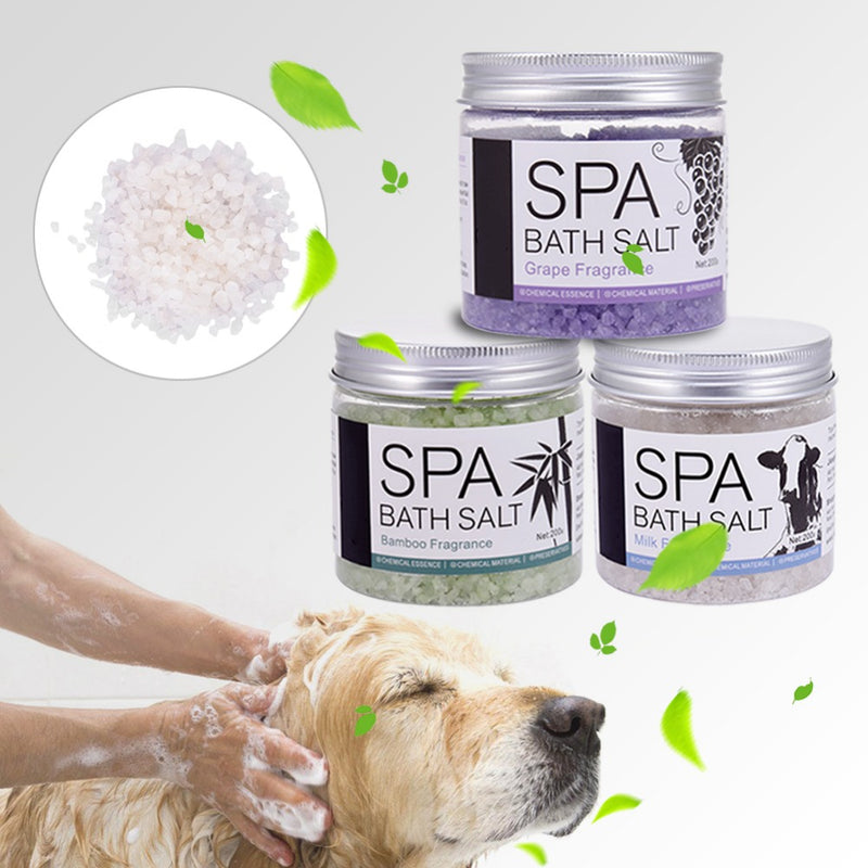 3 Fragrances Pet Spa Bath Salt Dogs Shampoo Pets Body Care Bathing Products Essential Oil Extraction Spa Bath Salt For Dogs Cats
