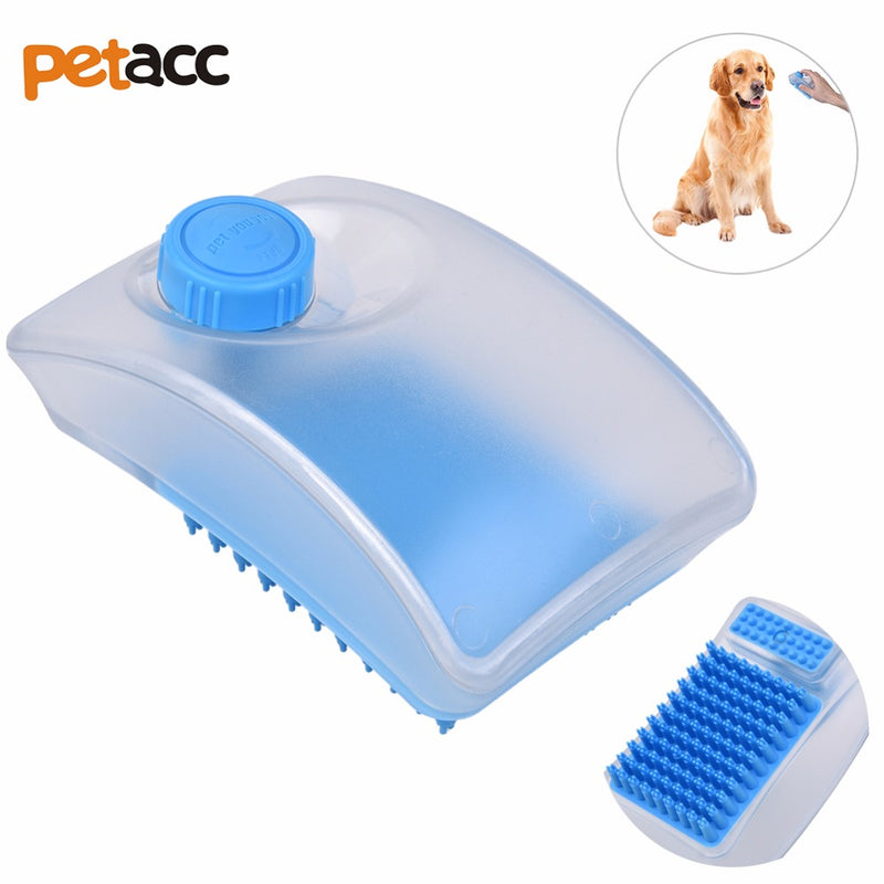 Petacc 2 in 1 Pet Bath Brush Multi-functional Dog Grooming Brush Silicone Pet Massage Brush with Shampoo Storage Container